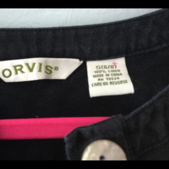 Orvis Black Linen Top - Picture 2 of 3